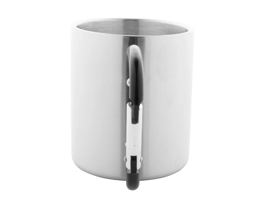 Cadisha kubek metalowy z logo 200 ml, czarny uchwyt