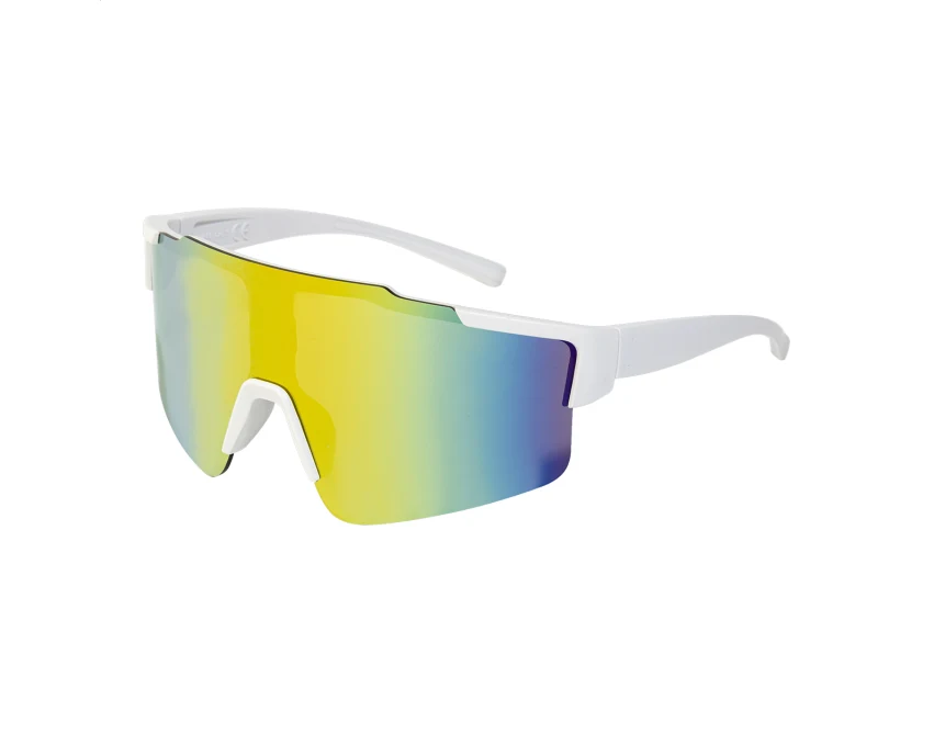 Białe sportowe okulary RPC z nadrukiem UV400 – gadżet reklamowy, logo, recykling