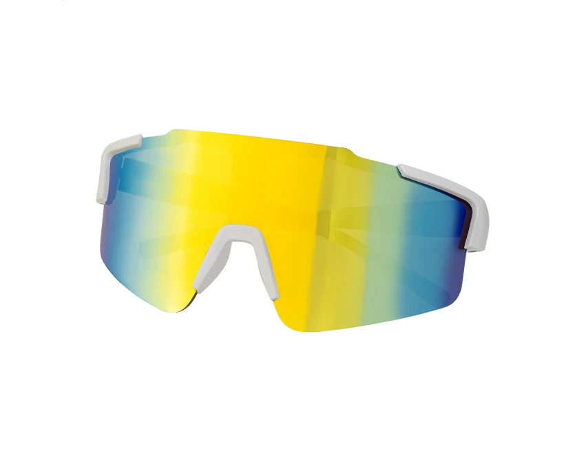 Białe sportowe okulary RPC z nadrukiem UV400 – gadżet reklamowy, logo, recykling