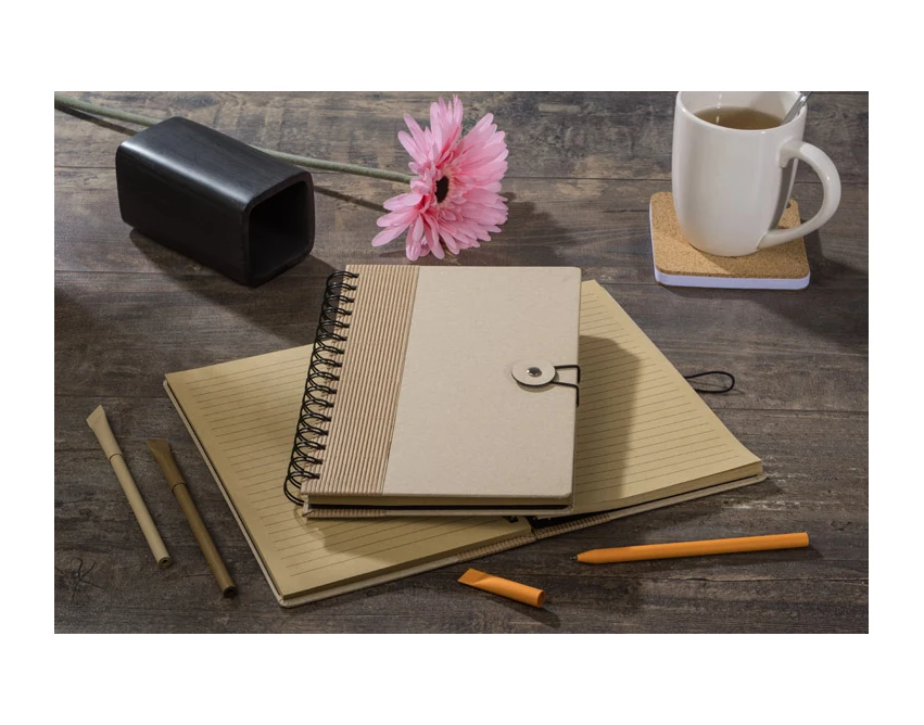 Notes A5 eco z logo, spirala, recykling, naturalny karton