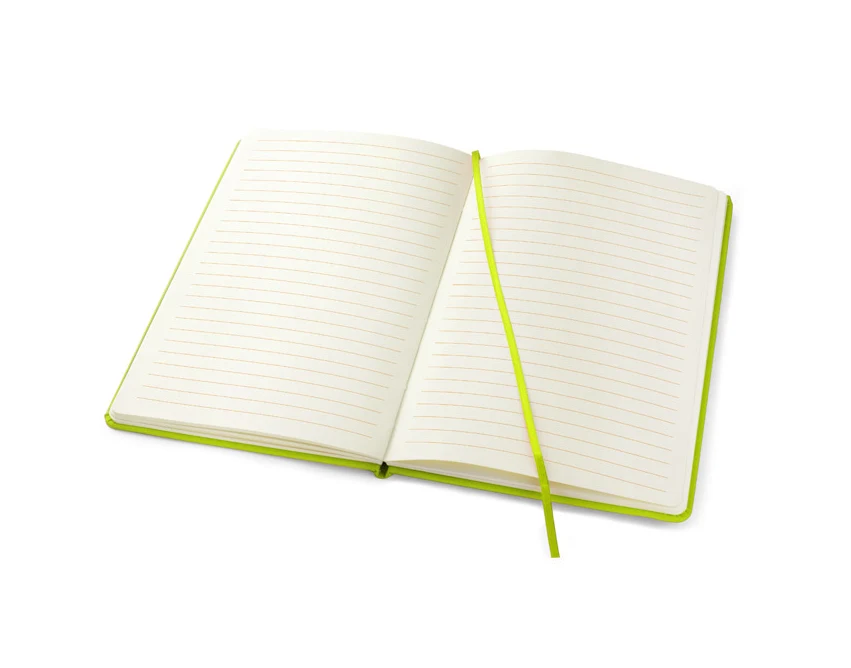 Limonkowy notes firmowy A5 VITAL z logo, ekoskóra, 80 kartek