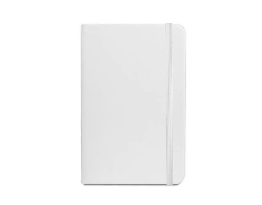 Biały notes reklamowy A6 z ekoskóry i logo firmy