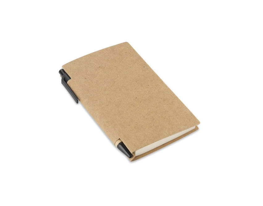 Eco notes MARRO A6 naturalny z długopisem i memo z logo