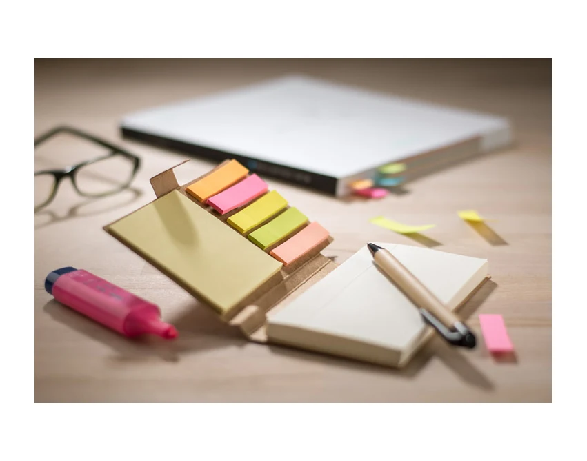 Eco notes MARRO A6 naturalny z długopisem i memo z logo