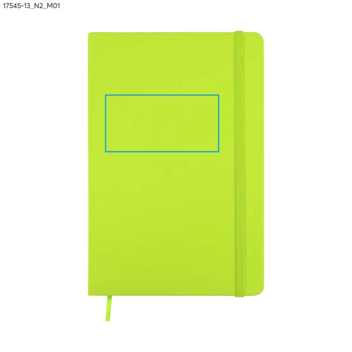 Schemat znakowania dla Tampondruk - N2 na gadżecie: Limonkowy notes firmowy A5 VITAL z logo, ekoskóra, 80 kartek