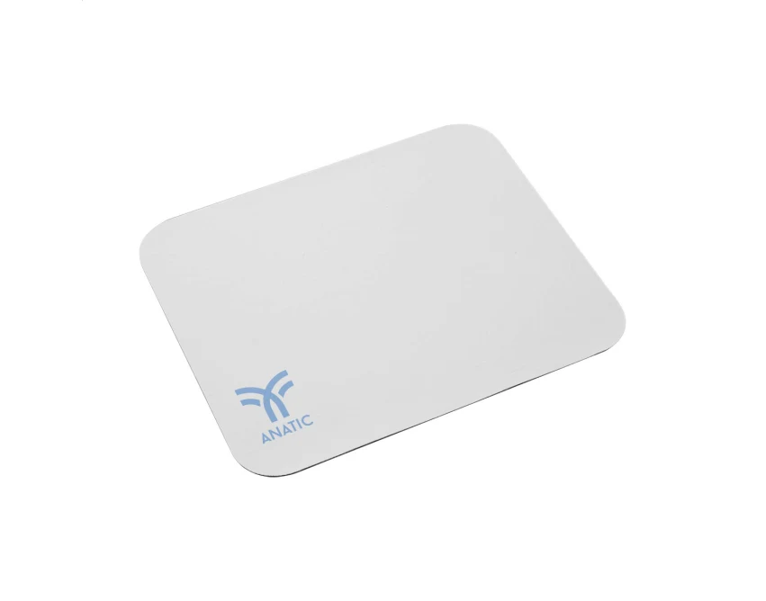 Biała podkładka pod mysz z logo – personalizowany poliester