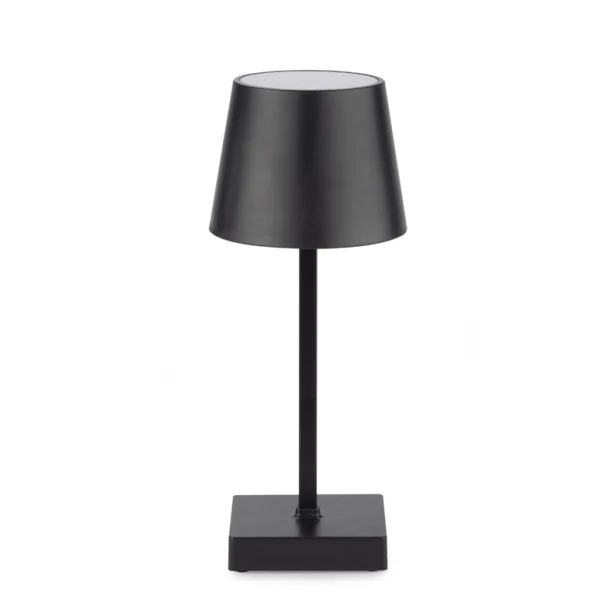 Czarna lampka biurkowa LED VIDIA USB z logo firmy