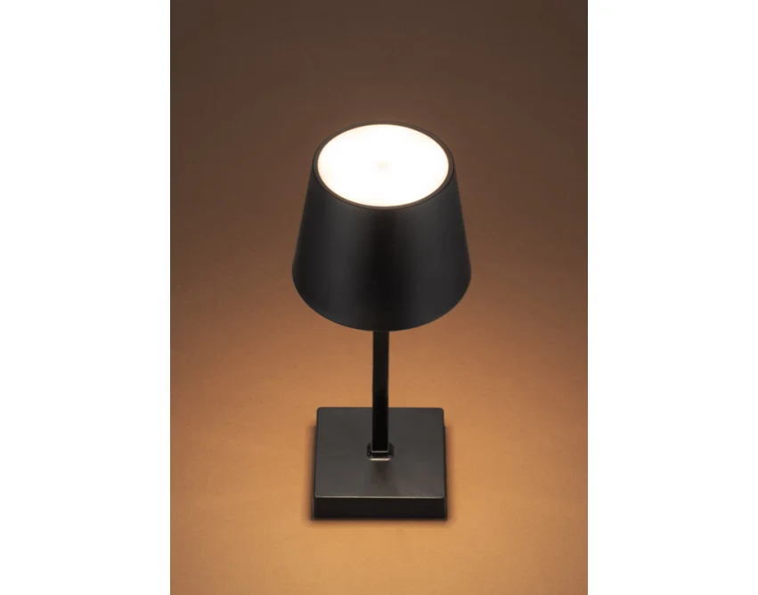 Czarna lampka biurkowa LED VIDIA USB z logo firmy