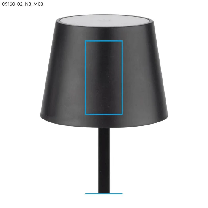 Schemat znakowania dla Tampondruk - N3 na gadżecie: Czarna lampka biurkowa LED VIDIA USB z logo firmy