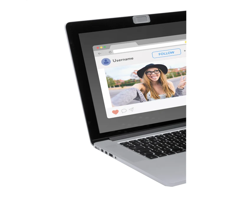 Popielata osłona na kamerę laptopa z logo – plastikowa