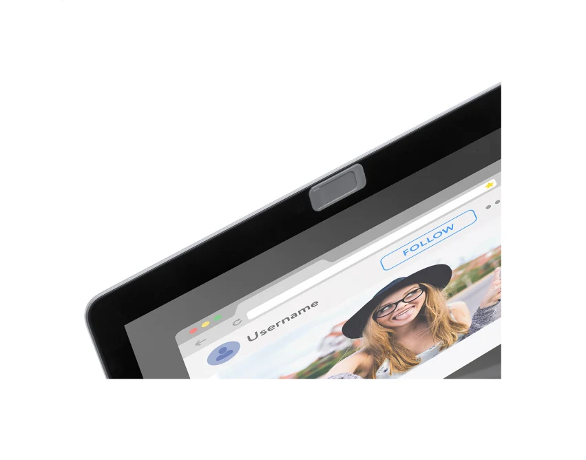 Popielata osłona na kamerę laptopa z logo – plastikowa