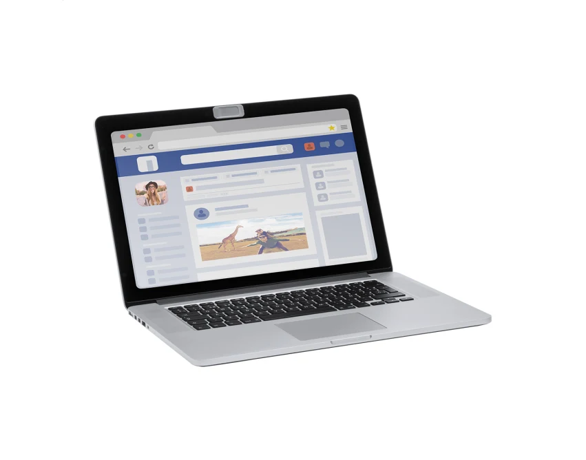 Popielata osłona na kamerę laptopa z logo – plastikowa