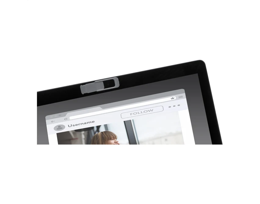 Popielata osłona na kamerę laptopa z logo – plastikowa