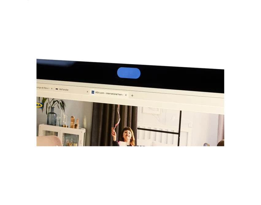 Niebieska osłona na kamerę laptopa z logo – biznesowy gadżet
