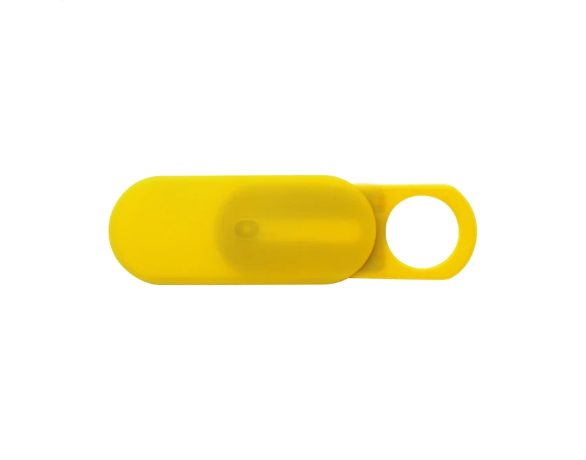 Żółta osłona na kamerę laptopa z logo – plastik, 31x13 mm
