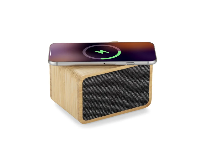 GRANO głośnik bambusowy 5 W z ładowaniem Qi 15 W