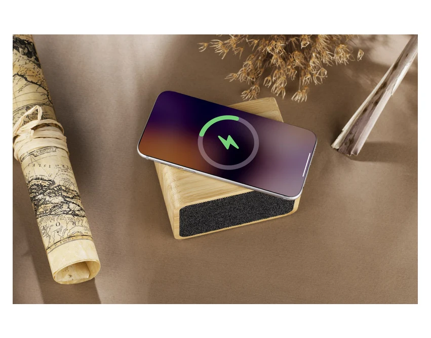 GRANO głośnik bambusowy 5 W z ładowaniem Qi 15 W