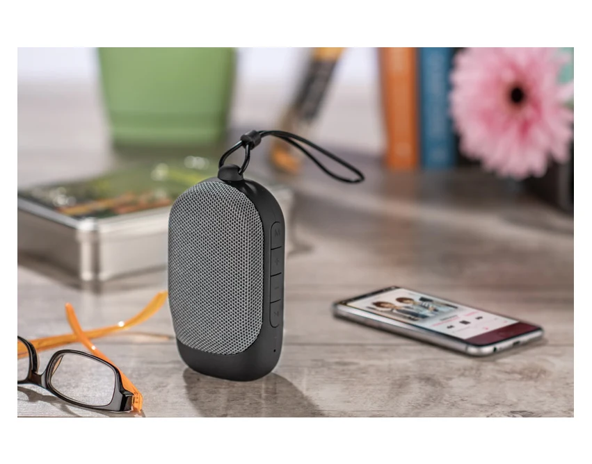 Głośnik CADENA Bluetooth z nadrukiem, szary 70 mm