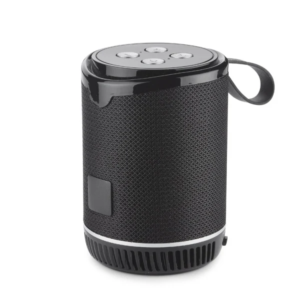 Czarny głośnik bezprzewodowy BEAT 5W z logo – gadżet firmowy Bluetooth, radio FM, micro SD