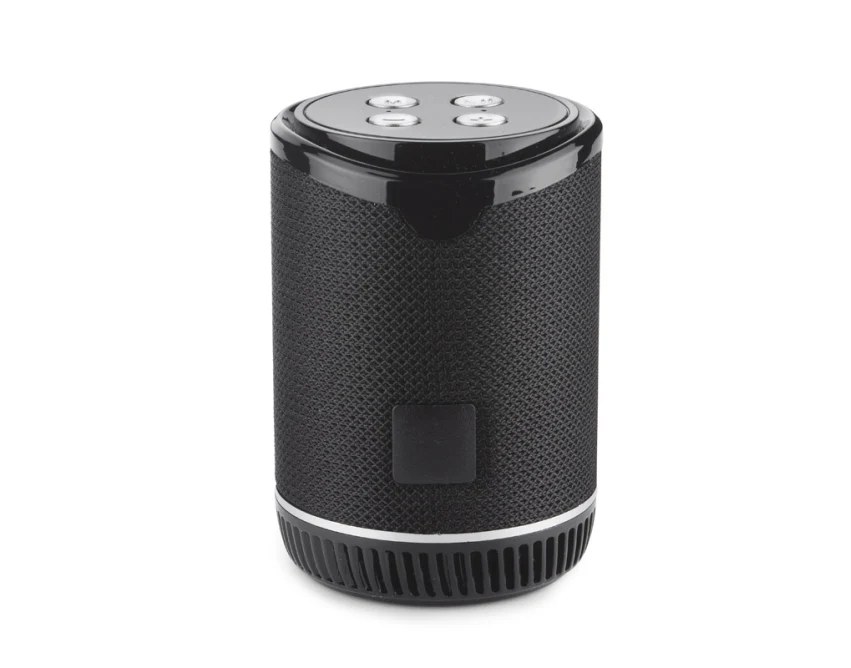 Czarny głośnik bezprzewodowy BEAT 5W z logo – gadżet firmowy Bluetooth, radio FM, micro SD