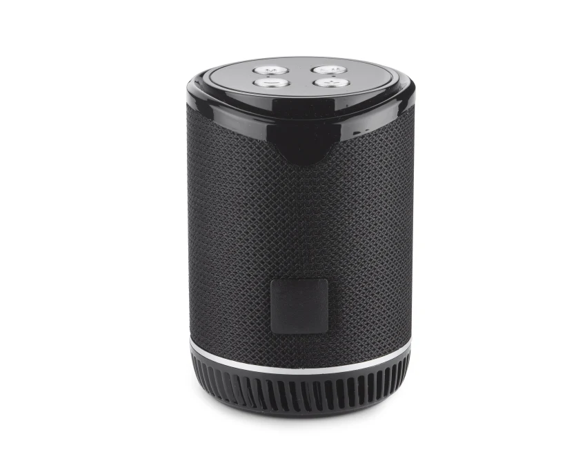 Czarny głośnik bezprzewodowy BEAT 5W z logo – gadżet firmowy Bluetooth, radio FM, micro SD