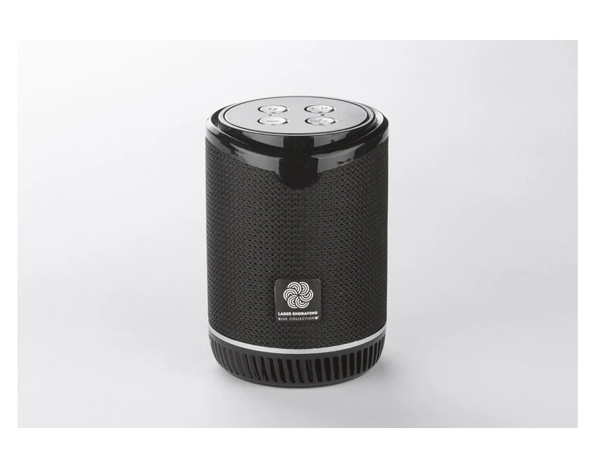 Czarny głośnik bezprzewodowy BEAT 5W z logo – gadżet firmowy Bluetooth, radio FM, micro SD