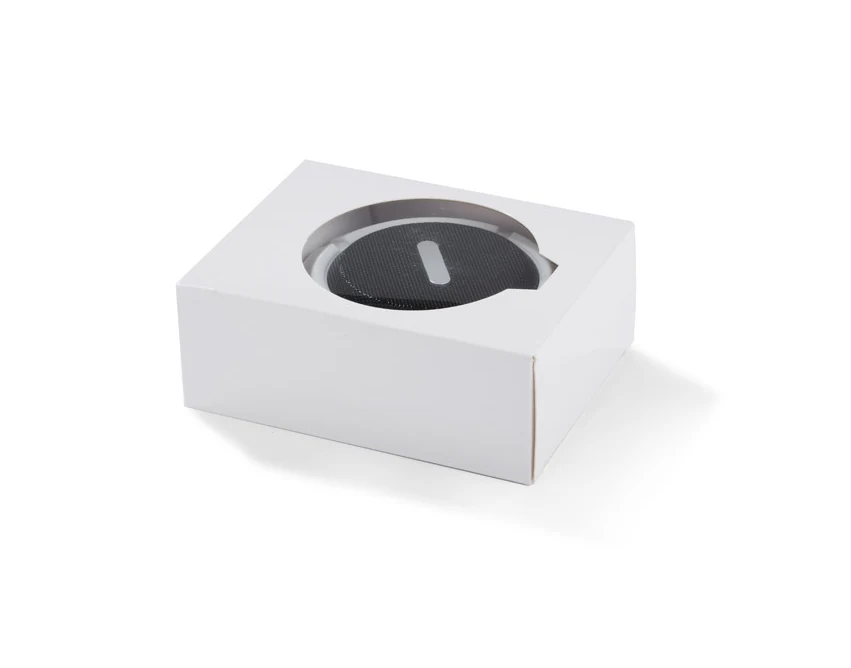 Biały głośnik Bluetooth FUSION z logo i karabińczykiem