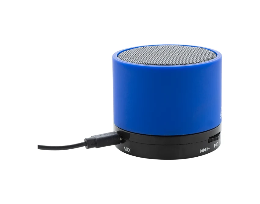 Niebieski głośnik reklamowy Bluetooth z logo z recyklingu