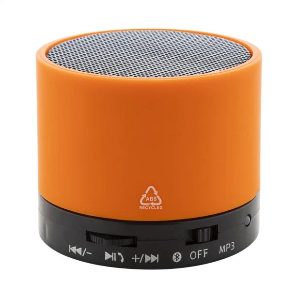 Pomarańczowy głośnik bluetooth z recyklingowanego ABS z logo