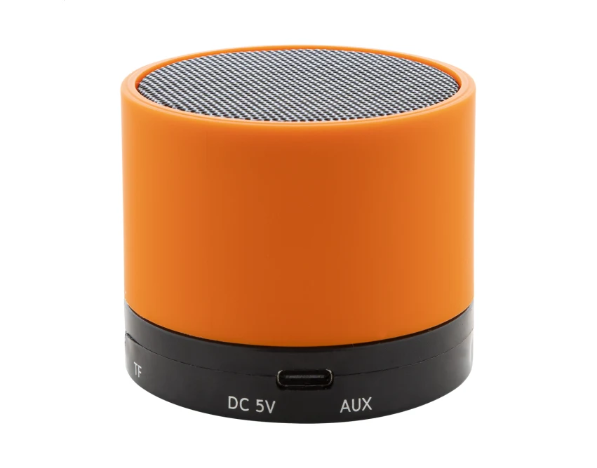 Pomarańczowy głośnik bluetooth z recyklingowanego ABS z logo