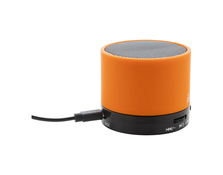 Pomarańczowy głośnik bluetooth z recyklingowanego ABS z logo