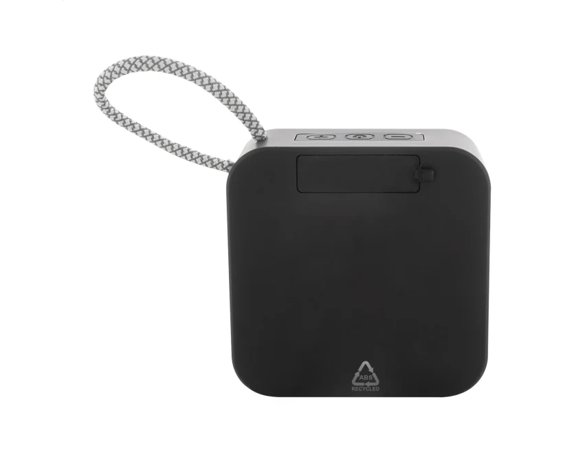 Czarny głośnik reklamowy Bluetooth z logo z recyklingu ABS