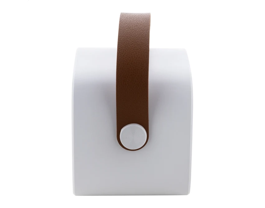 Biały głośnik bluetooth z logo, skóra PU, 1200 mAh, ABS eco