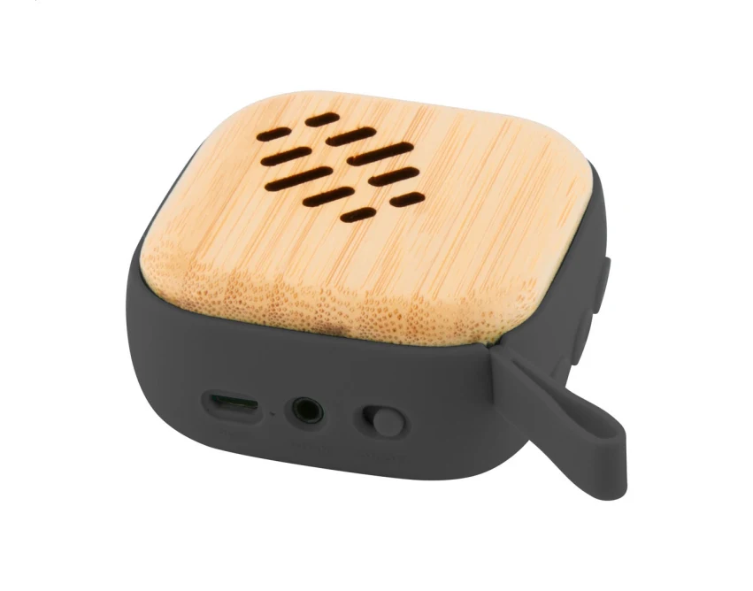 Bambusowy głośnik reklamowy Bluetooth czarno-naturalny