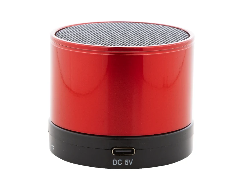 Czerwony metalowy głośnik Bluetooth z logo dla firm