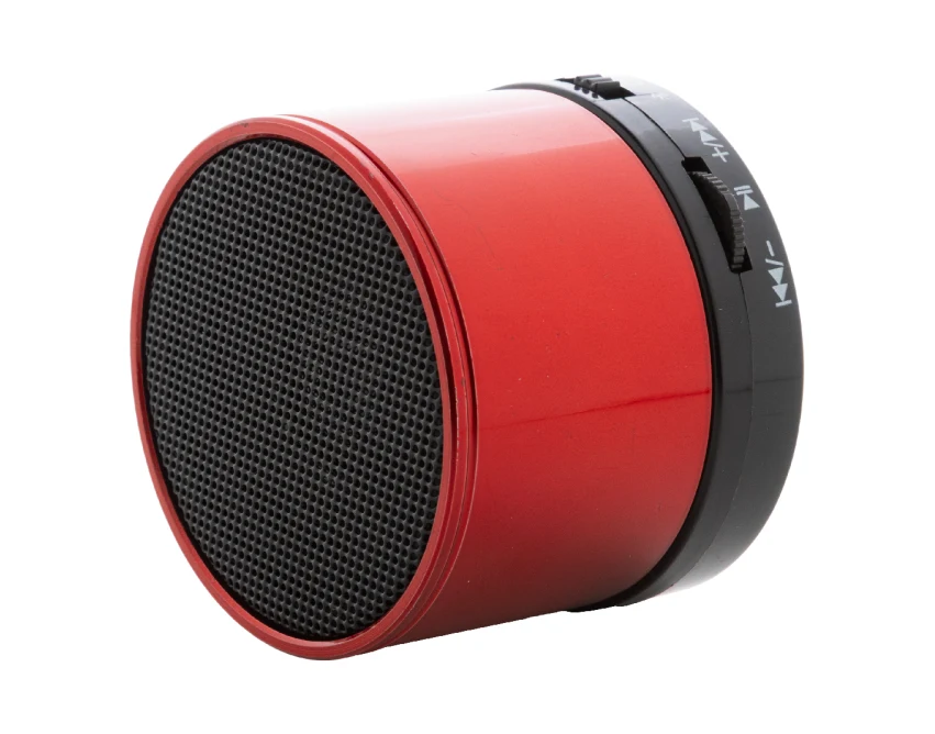 Czerwony metalowy głośnik Bluetooth z logo dla firm
