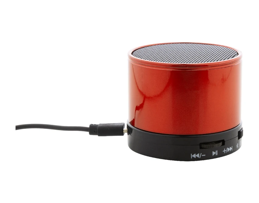 Pomarańczowy głośnik bezprzewodowy z logo firmy Bluetooth