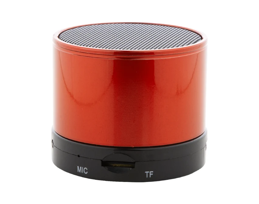 Pomarańczowy głośnik bezprzewodowy z logo firmy Bluetooth
