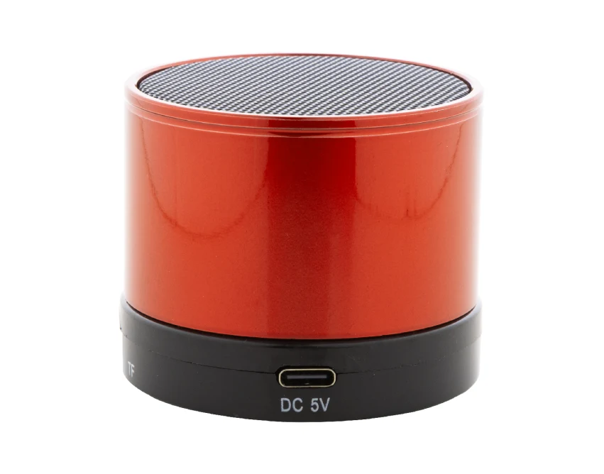 Pomarańczowy głośnik bezprzewodowy z logo firmy Bluetooth