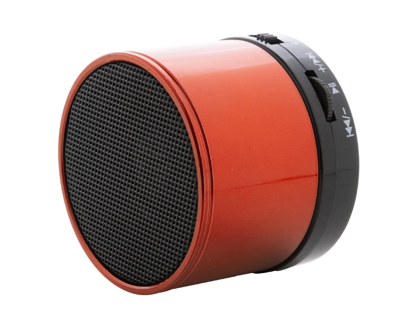 Pomarańczowy głośnik bezprzewodowy z logo firmy Bluetooth