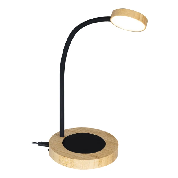 Bambusowa lampka USB z podgrzewaczem do kubków, z logo