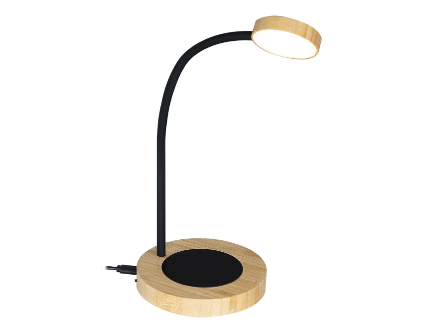 Bambusowa lampka USB z podgrzewaczem do kubków, z logo