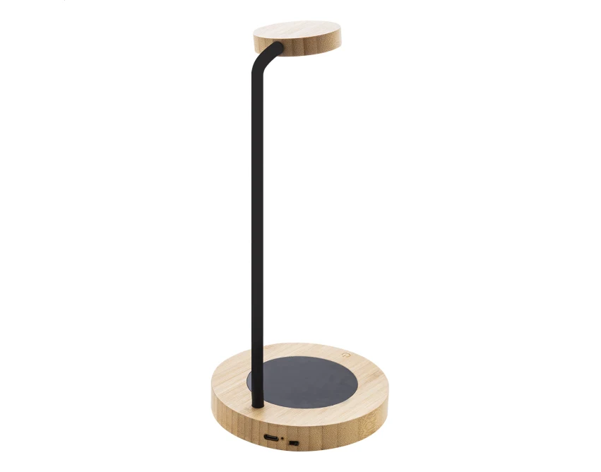 Bambusowa lampka USB z podgrzewaczem do kubków, z logo