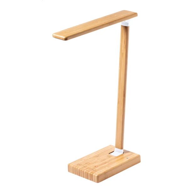 Bambusowa lampka LED z ładowarką USB i logotypem firmy
