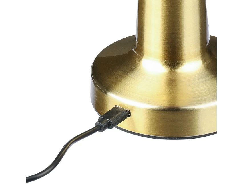 Złota lampka biurkowa LED z logo, USB-C, panel dotykowy