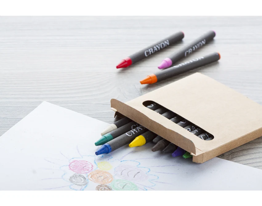 Kredki świecowe eco 12 szt. z logo w kartonowym etui