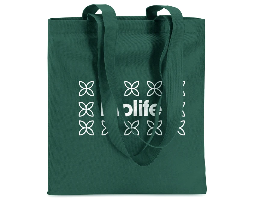 Ciemnozielona torba non woven 80g z logo firmy