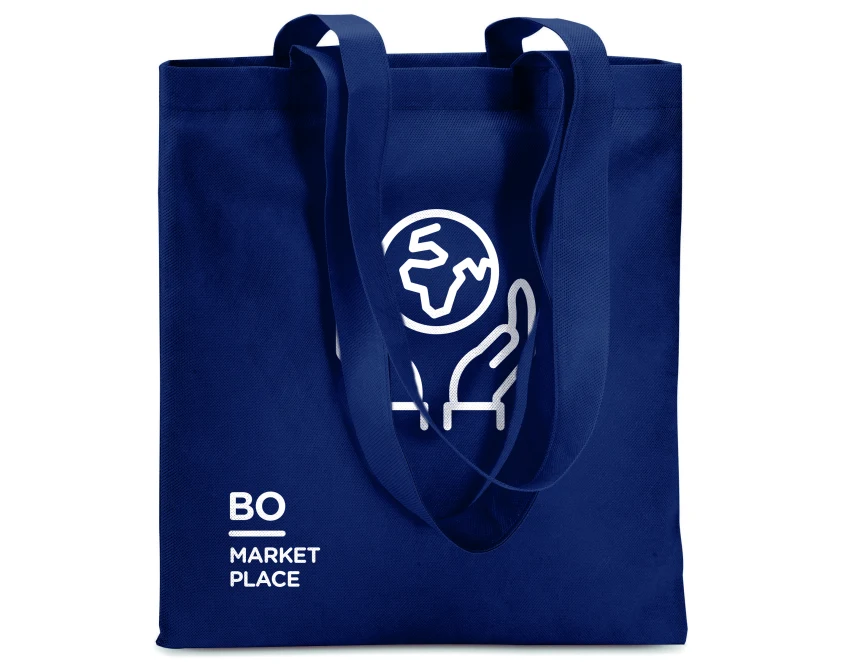 Niebieska torba non woven z logo Totecolor 80g dla firm