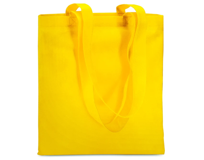 Żółta torba non woven 80g z logo – shopperka z nadrukiem