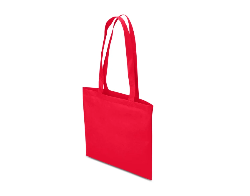 Torba non woven czerwona z logo – długie rączki, 80g/m²